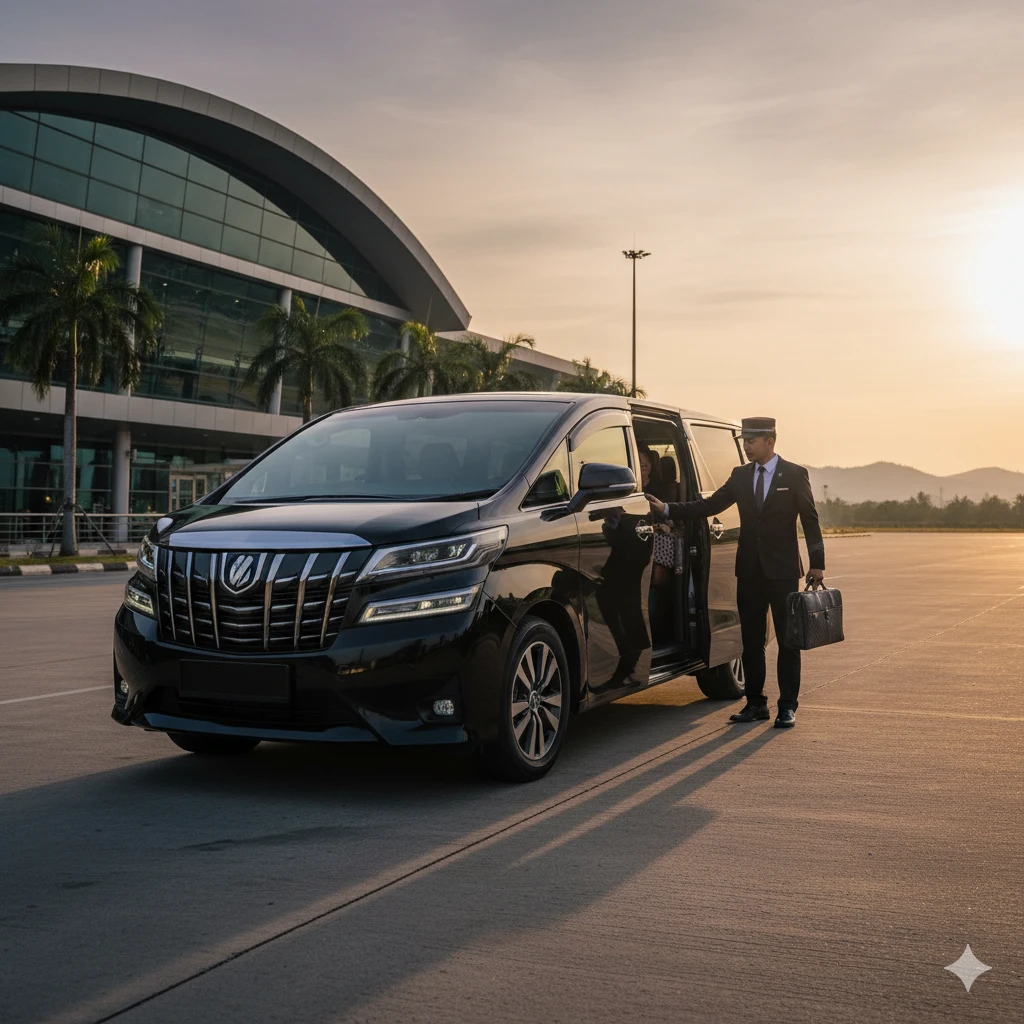 Premium chauffeur service, Toyota Vellfire arriving at Tawau Airport